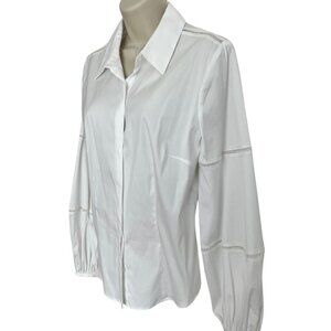 White House Black Market Womens White Long Sleeve Lace Inset Shirt Size 8 NWT